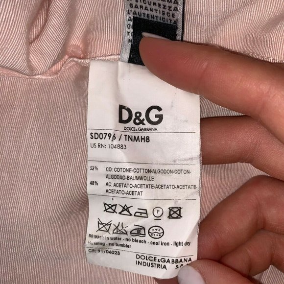 D&G by DOLCE&GABBANA Pink Cotton Sleeveless Dress SZ 42 - Picture 6 of 14